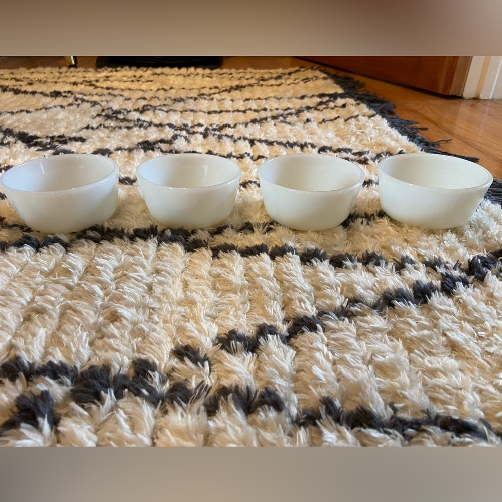 4 small milk glass bowls !
